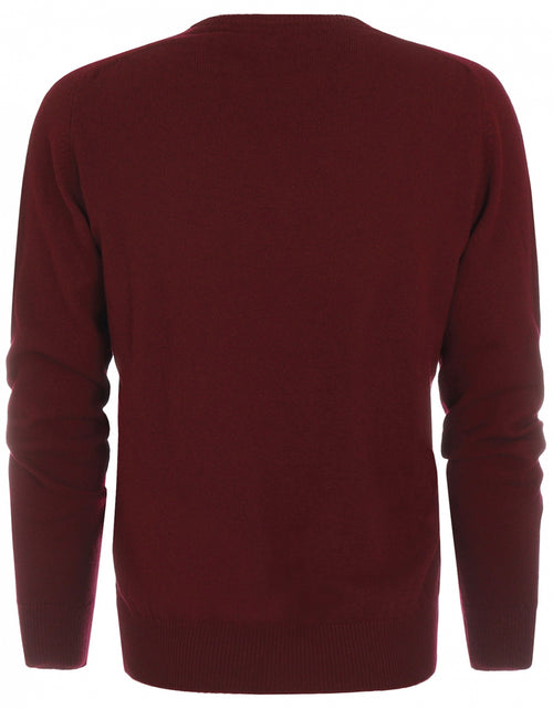 Lambswool round neck sweater | Bordeaux