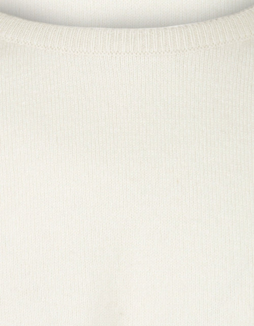 Lambswool round neck sweater | Ecru