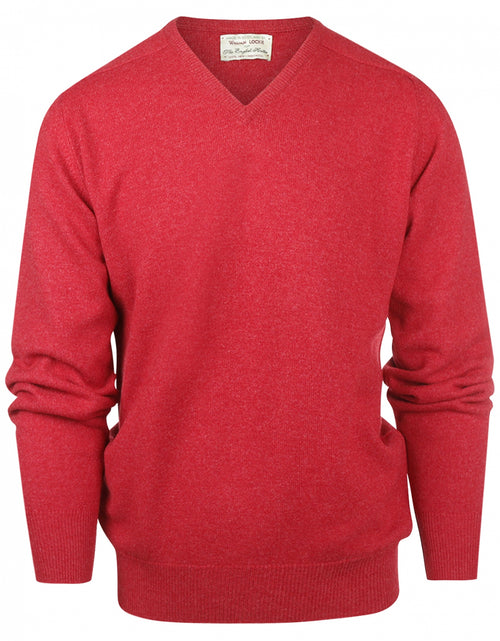 William Lockie Pullover Lambswool V-neck | Poppy Melange