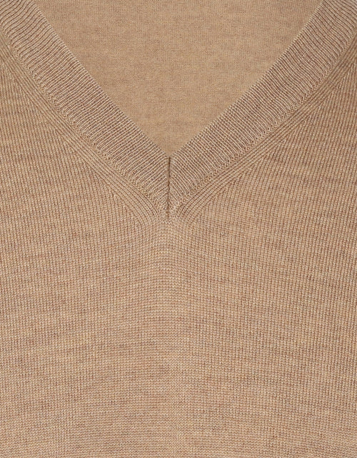 Pullover merino wol v-hals | Camel