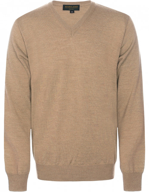 Pullover merino wol v-hals | Camel