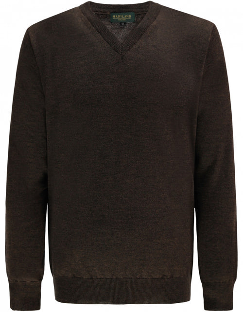 Merino wool v-neck sweater | Dark Brown