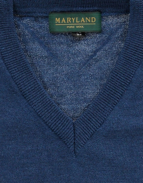 Merino wool v-neck sweater | Blue