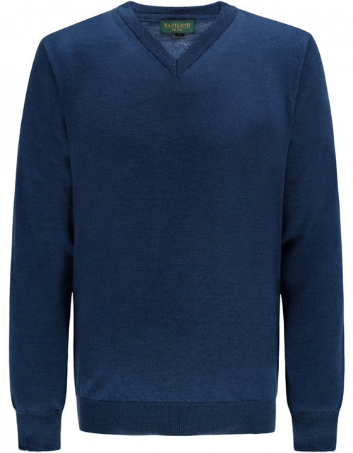 Merino wool v-neck sweater | Blue