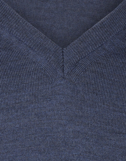 Pullover merino wool v-neck | Light Indigo