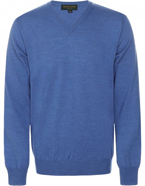 Merino wool v-neck sweater | Blue