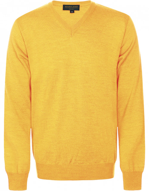 Pullover merino wol v-hals | Geel