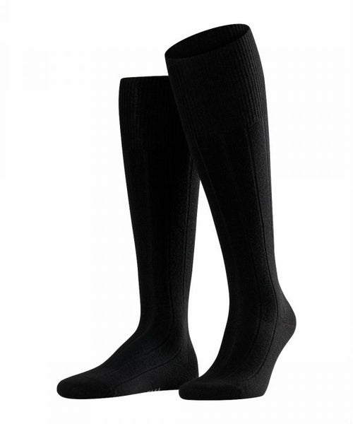 Lhasa rib men's knee socks | Black