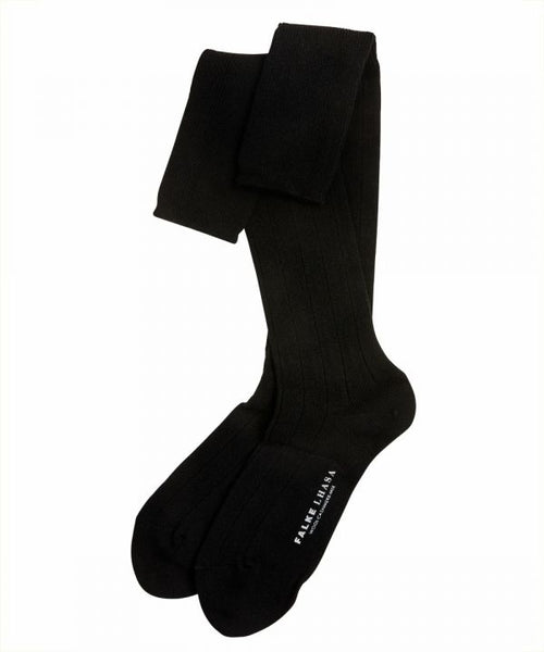 Lhasa rib men's knee socks | Black