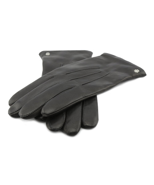 Glove Leather with Cashmere | Black