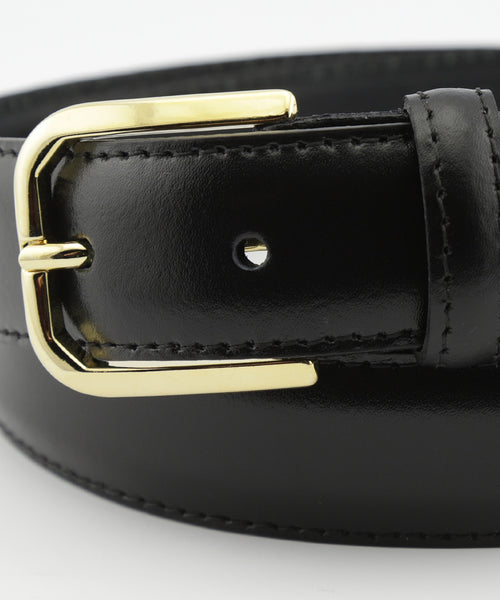 Leather Belt Gold Buckle | Black