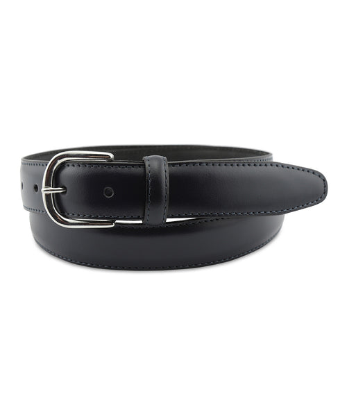 Leather Belt Silver Stripe | Navy Blue