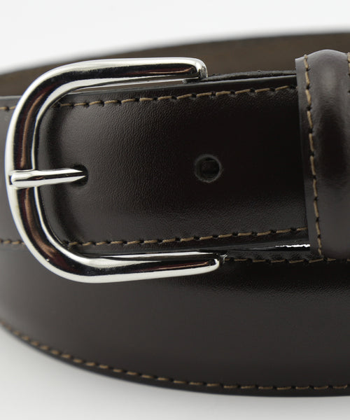 Leather Belt Silver Stripe | Brown