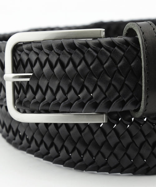 Elegant Braided Leather Belt | Black