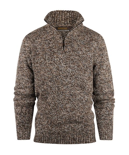 Fisherman Zip-up Sweater | Brown