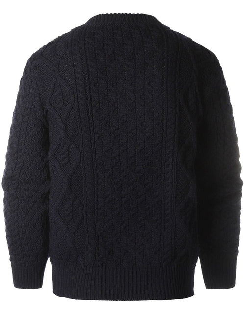 Aran round neck sweater | Navy Blue