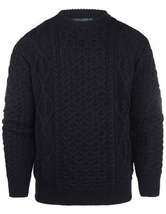 Pullover Aran ronde hals | Navy Blauw