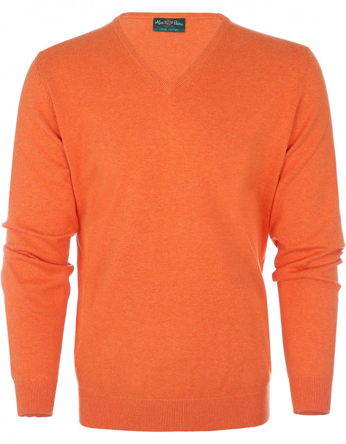 Sweater Cotton/Cashmere v-neck | Orange