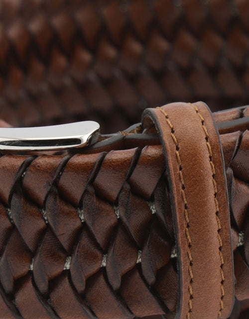 Elastic Leather Braided Belt | Brown