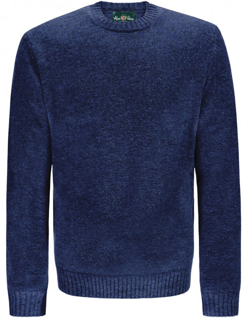 Alan Paine Shetland Crew Neck Pullover | Denim Blue