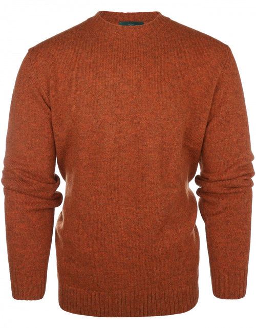 Alan Paine Shetland Crew Neck Pullover | Brown