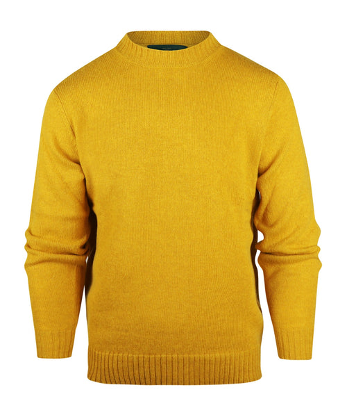 Alan Paine Shetland Crew Neck Pullover | Yellow