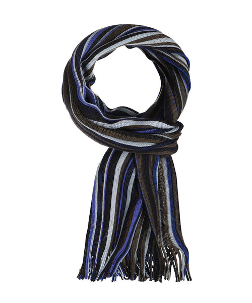 Scarf wool knitted 180x26 | Blue