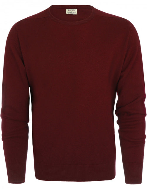 Lambswool round neck sweater | Bordeaux