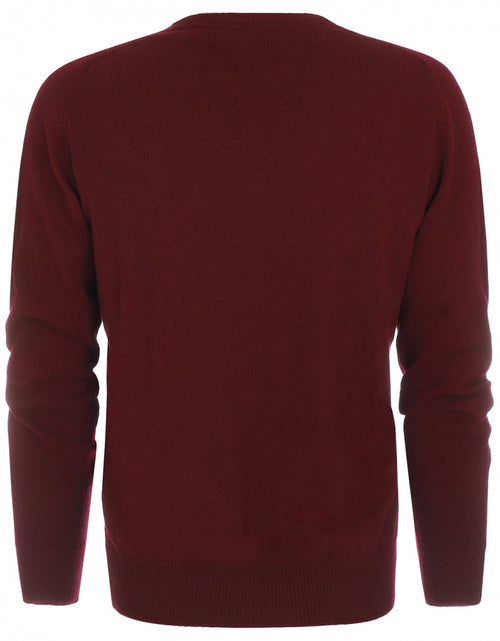 Lambswool round neck sweater | Bordeaux