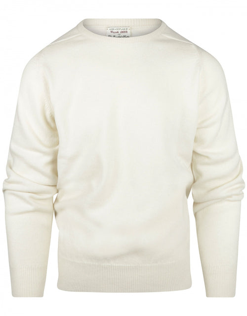 Lambswool round neck sweater | Ecru