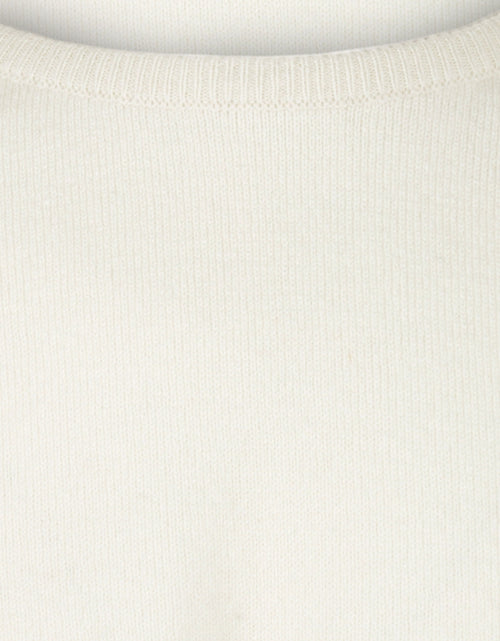 Lambswool round neck sweater | Ecru