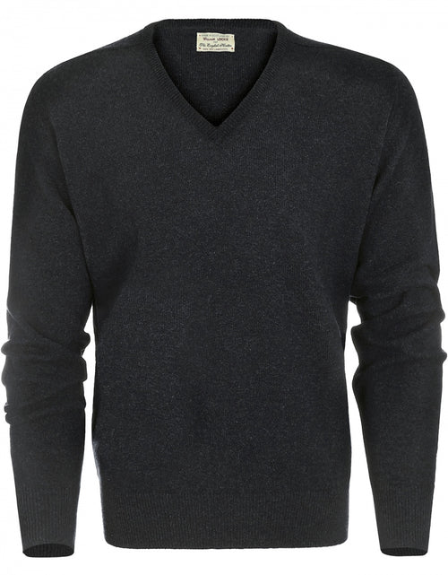 William Lockie Pullover Lambswool V-neck | Charcoal