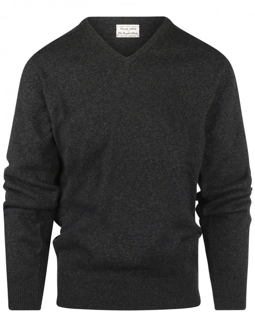 William Lockie Pullover Lambswool V-neck | Navy/Seaweed