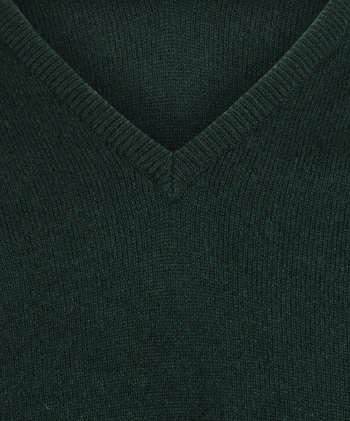 William Lockie Pullover Lambswool V-neck | Tartan Green