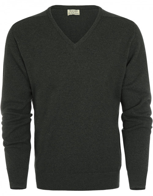 William Lockie Pullover Lambswool V-neck | Seaweed