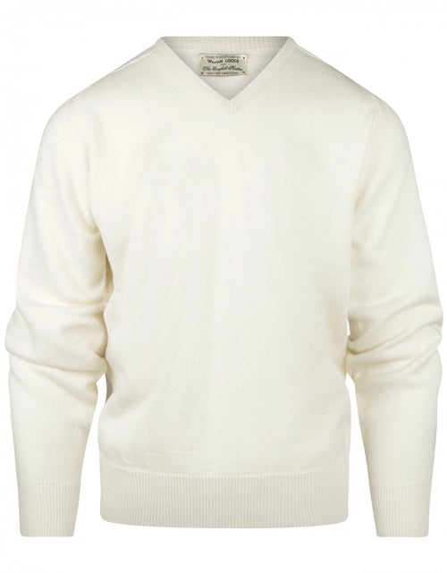 William Lockie Pullover Lamswol V-hals | Ecru