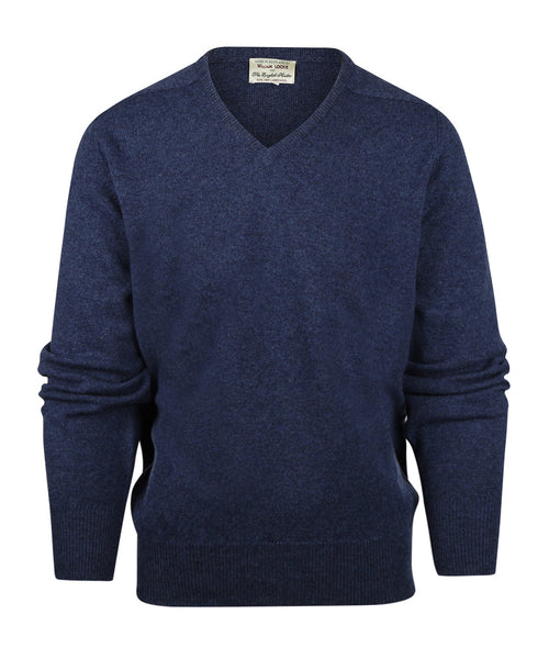 Pullover Lamswol dutch fit v-hals | Blauw