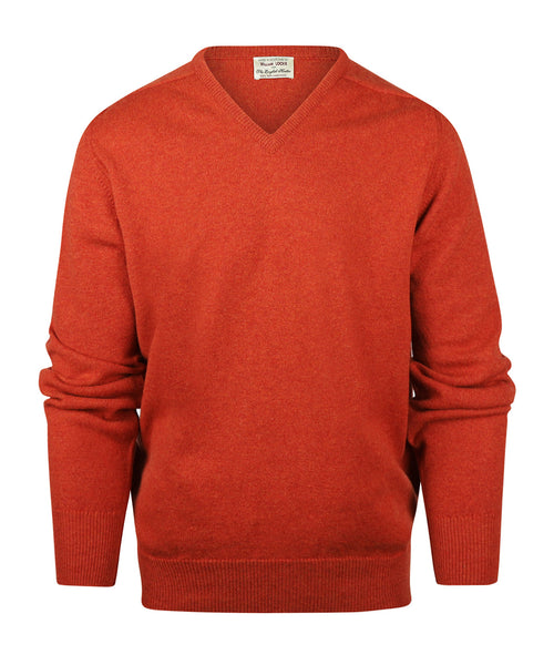 Pullover Lamswol dutch fit v-hals | Bruin