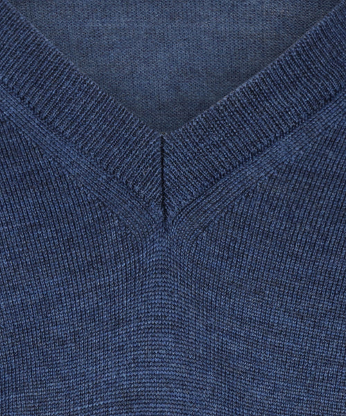 Pullover merino wol v-hals | Blauw