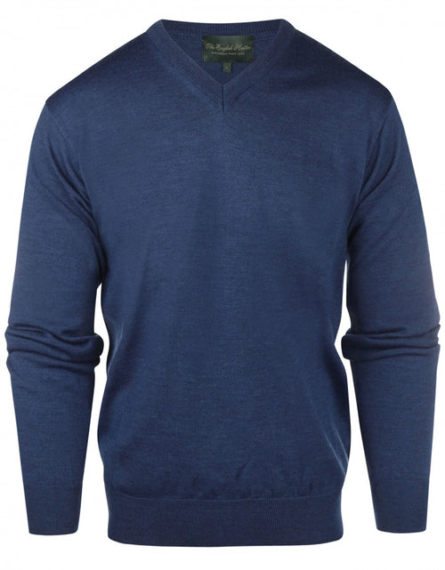 Merino wool v-neck sweater | Blue