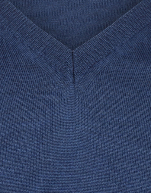 Merino wool v-neck sweater | Blue