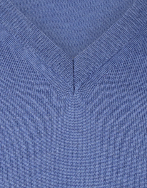 Merino wool v-neck sweater | Blue