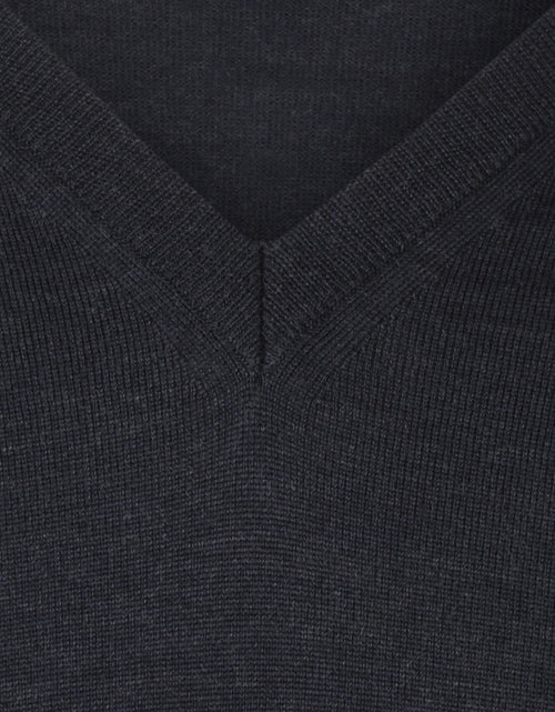 Merino wool v-neck sweater | Blue-grey