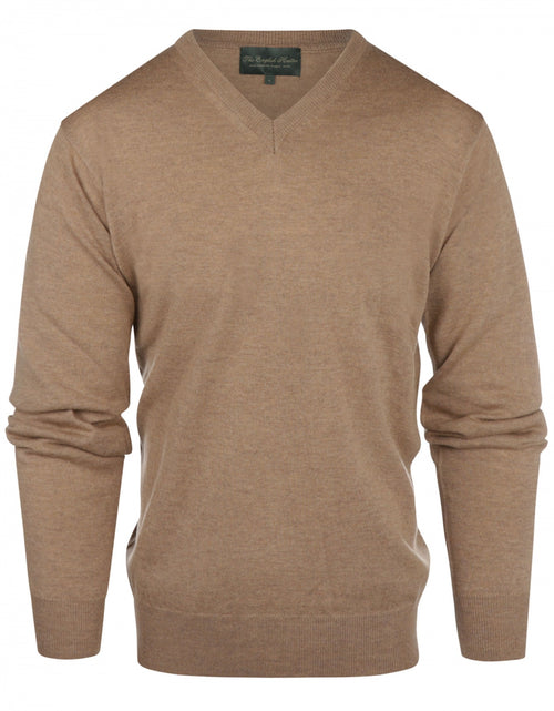 Pullover merino wol v-hals | Camel