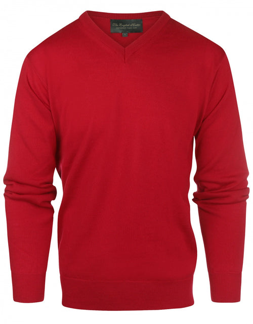 Merino wool v-neck sweater | Red