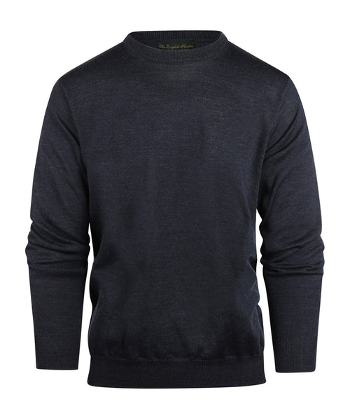 Merino wool round neck sweater | Blue-grey