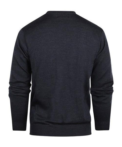 Merino wool round neck sweater | Blue-grey