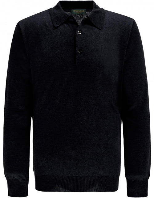 Pullover polo merino wool | Black