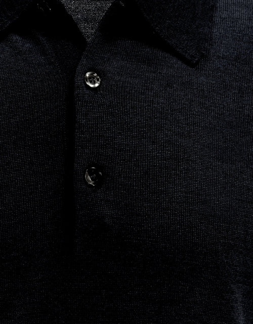 Pullover polo merino wool | Black