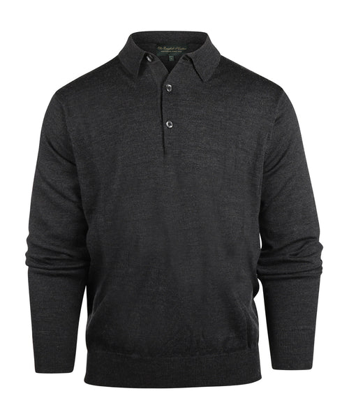 Pullover polo merino wool | Charcoal